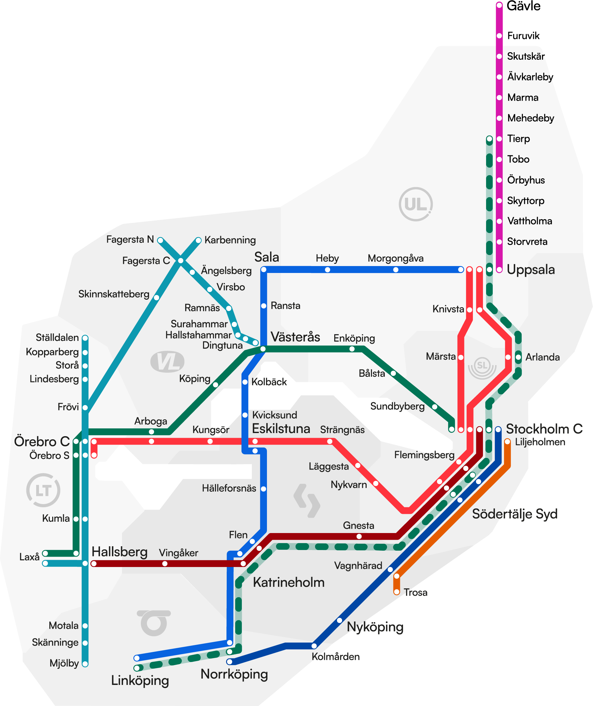 Mälardalstrafik Linjekarta