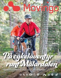 Omslaget för Movingo nr.2 - Två personer cyklar på en skogsstig